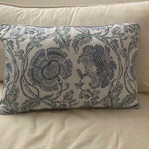 Tahari Floral Pillow in Blue and Cream